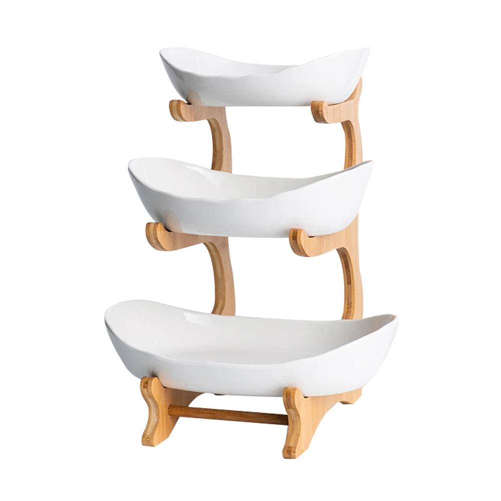 3-Tier Fruit Plate Stand - Modern Serving Dish for Snacks, Dried Fruit & Desserts