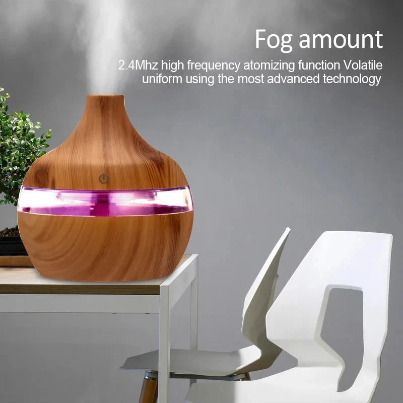 300ml Wood Grain Aroma Diffuser & Humidifier