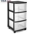 3 Drawer Plastic Storage Cart with Clear Drawers Rolling Organizer Bedroom Kitchen Bathroom Craft Room Portable Storage Solution