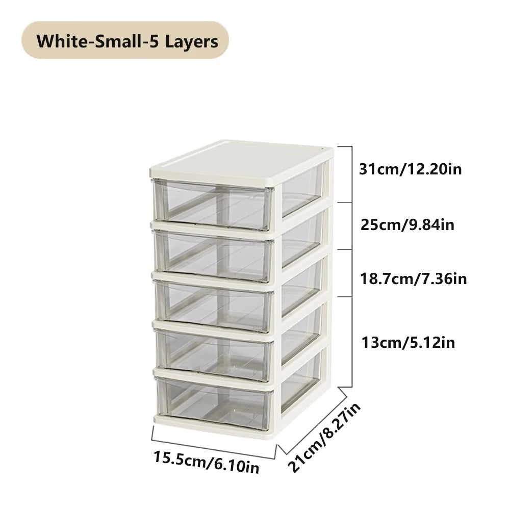 2-6 Layers small Desktop Storage Box with Drawer Heightened Table Organizer Plastic Office storage cabinet  for home Stationery