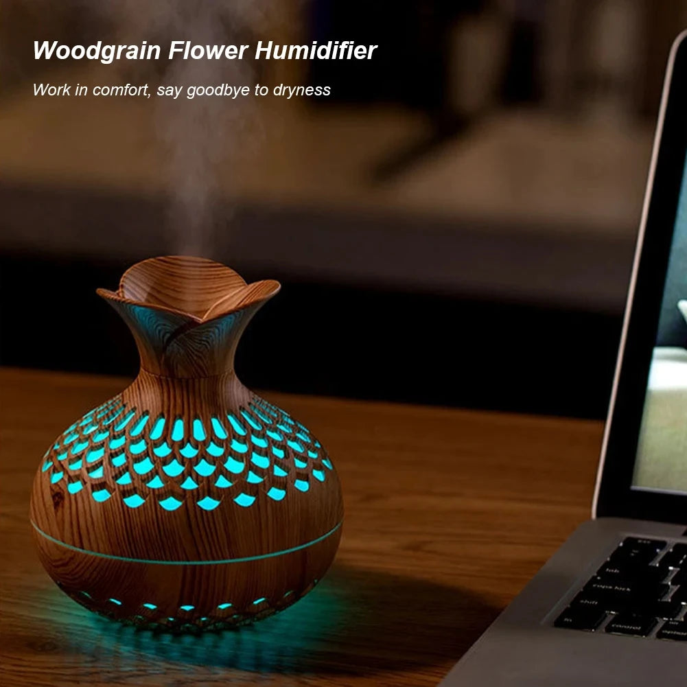 300ml USB Wood Grain Aroma Diffuser & Humidifier