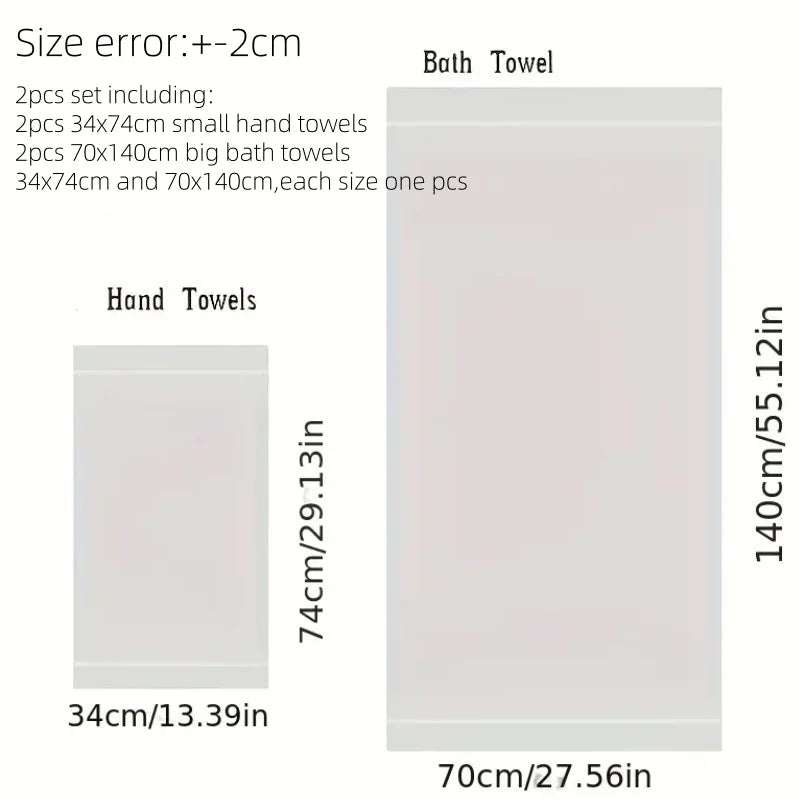 2pcs Black Cotton Towels 34x74cm/70x140cm Embroidered Hotel Bathroom Towels For Adult Quick-Dry Thicken Soft Face Bath Towels