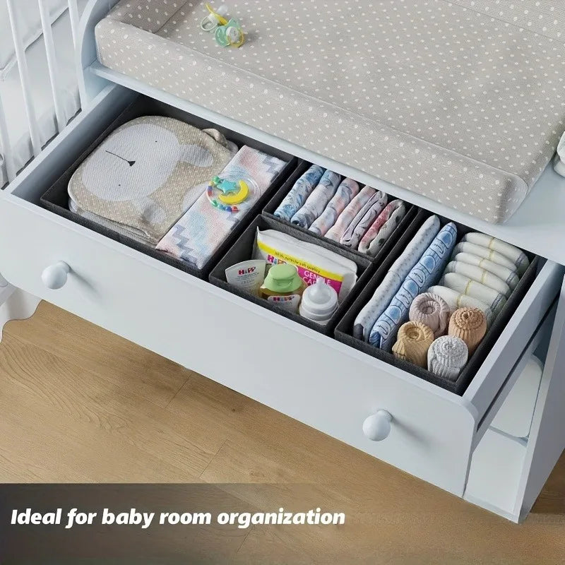 6-Piece Dreamy Drawer Organizers! Multi-Compartment Magic Bins -Tidy Kids' Clothes&Nursery Chaos.Space-Saving, Durable&Stylish.