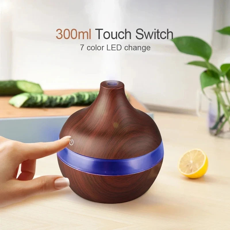 300ml Wood Grain Aroma Diffuser & Humidifier
