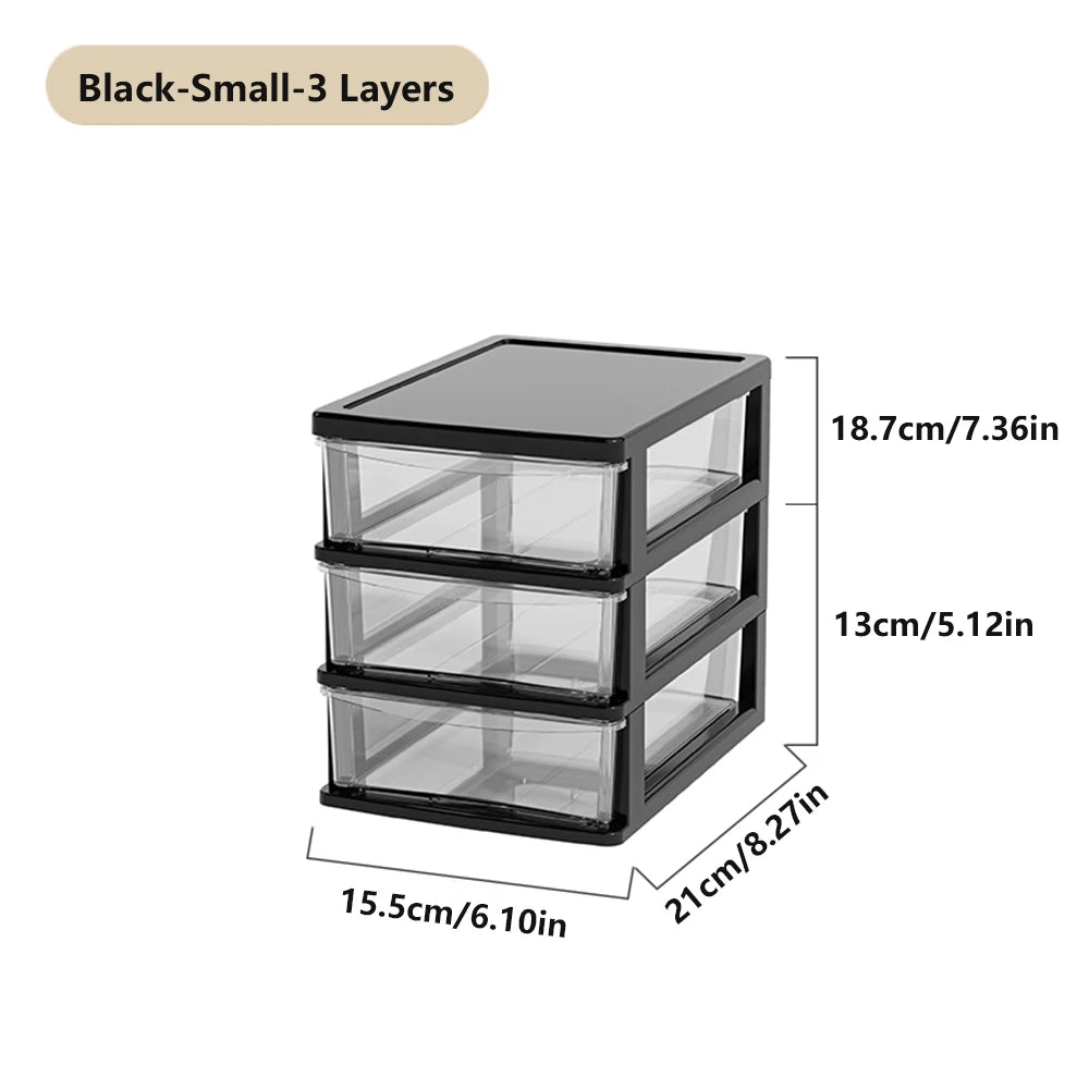 Desktop Storage Box with Drawers - 2-6 Layer Stackable Organizer for Office & Home