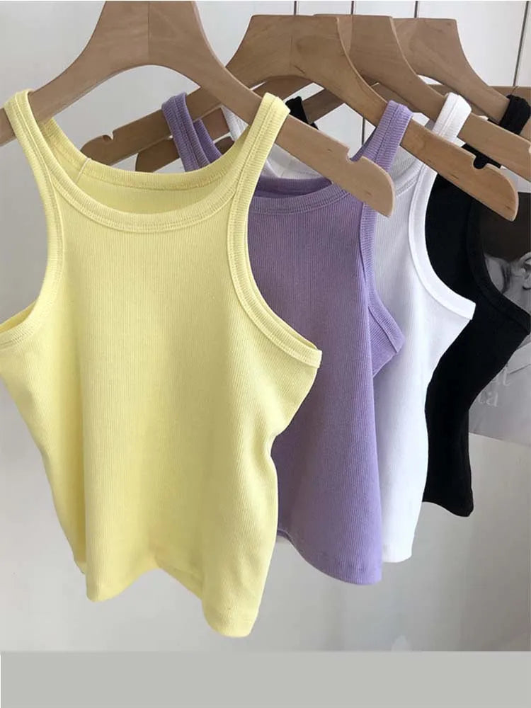 2025 Women Tank Tops Sexy Cropped Top Female Women Summer Camisole Camis Black White Sport Clothes For Women
