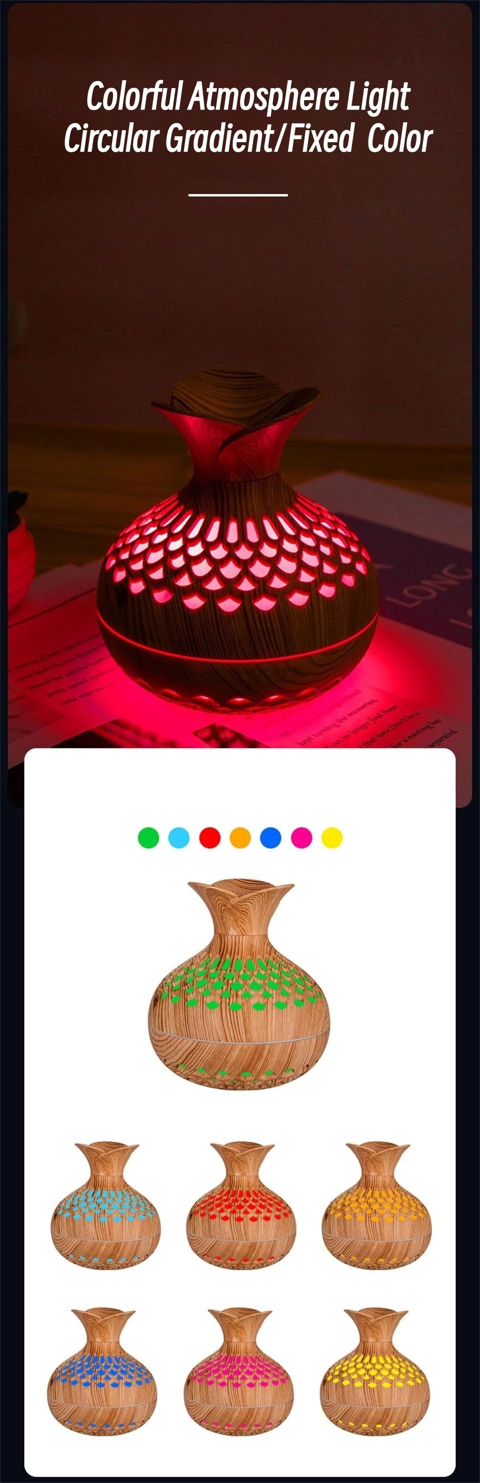 300ml USB Wood Grain Aroma Diffuser & Humidifier