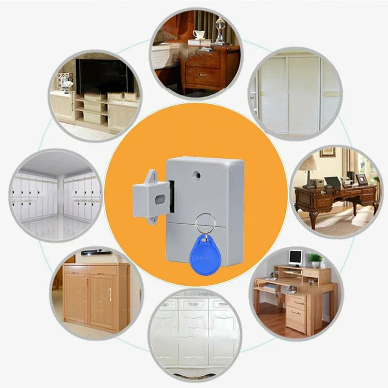 Battery RFID Digital Cabinet Lock Invisible Hidden IC Card Sensor Smart Door Lock Locker Drawer Wardrobe Wooden Door Lock