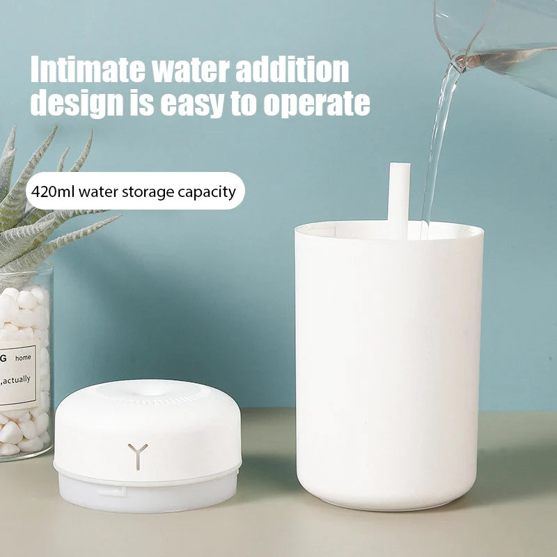 420ml Portable USB Humidifier with LED Night Light - Car & Home Aromatherapy Diffuser