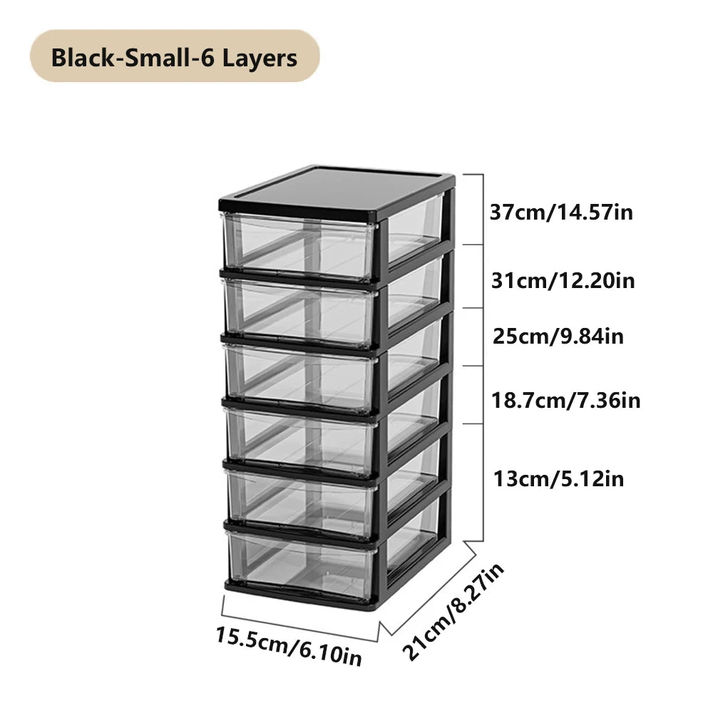 2-6 Layers small Desktop Storage Box with Drawer Heightened Table Organizer Plastic Office storage cabinet  for home Stationery