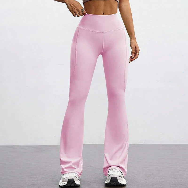 High Waisted Hip Lifting Fitness Exercise Leggings Naked Tight Elastic Yoga Bell-Bottoms Leggings Outdoor Running Sports Pants