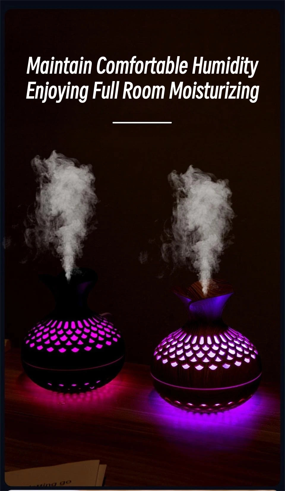 300ml USB Wood Grain Aroma Diffuser & Humidifier