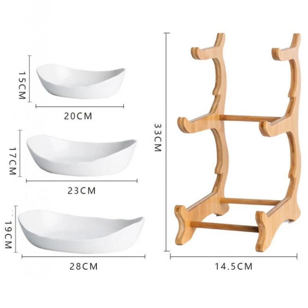 3-Tier Fruit Plate Stand - Modern Serving Dish for Snacks, Dried Fruit & Desserts