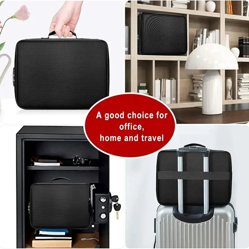 3-Layer Document Organizer with Lock - Water-Resistant Travel File Storage Case