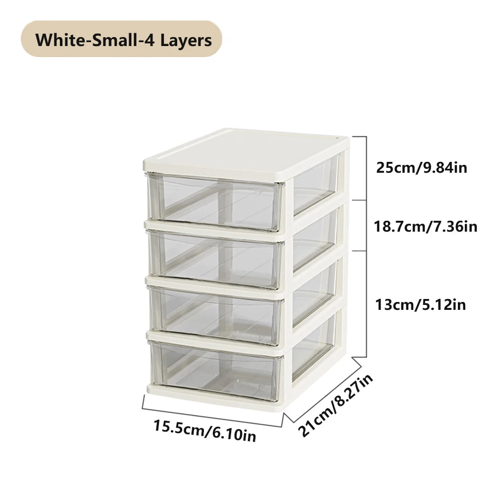 Desktop Storage Box with Drawers - 2-6 Layer Stackable Organizer for Office & Home