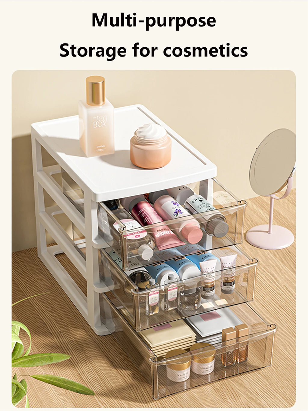2-6 Layers small Desktop Storage Box with Drawer Heightened Table Organizer Plastic Office storage cabinet  for home Stationery