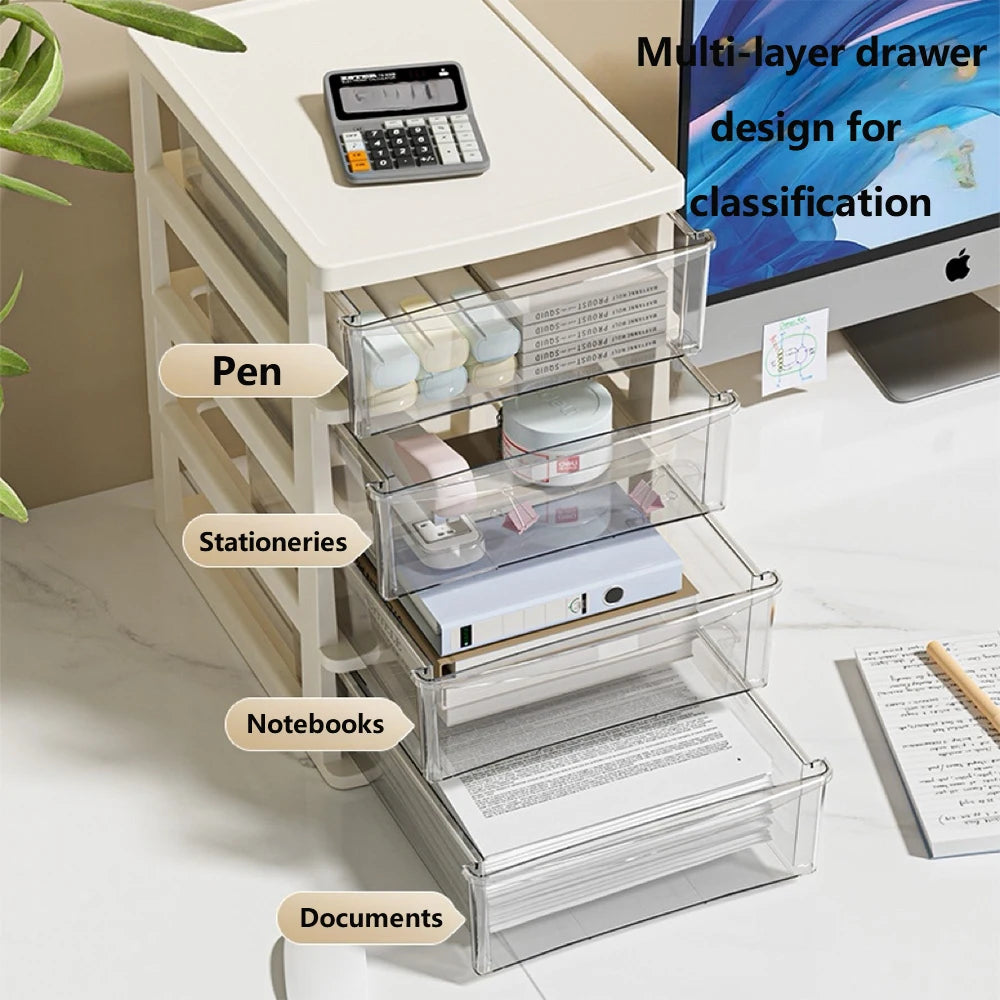 Desktop Storage Box with Drawers - 2-6 Layer Stackable Organizer for Office & Home