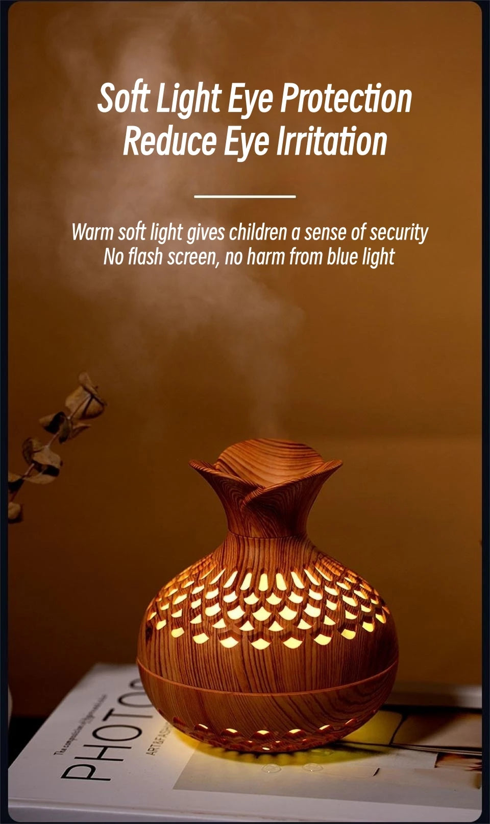 300ml USB Wood Grain Aroma Diffuser & Humidifier