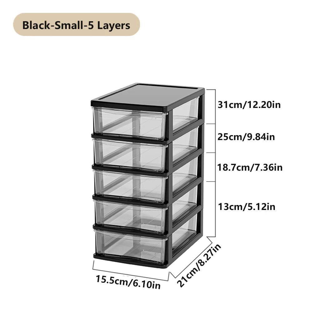 2-6 Layers small Desktop Storage Box with Drawer Heightened Table Organizer Plastic Office storage cabinet  for home Stationery