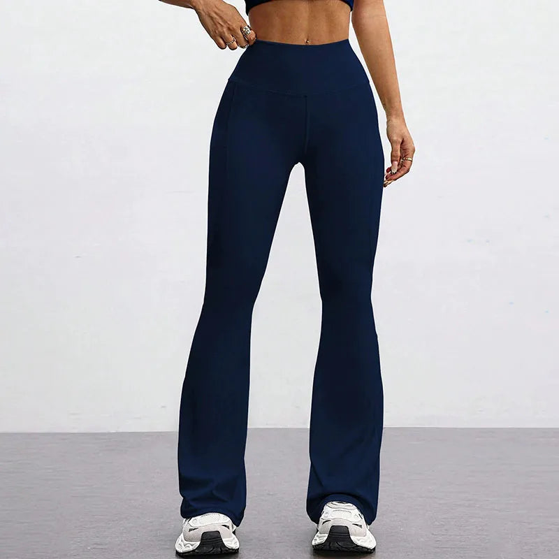 High Waisted Hip Lifting Fitness Exercise Leggings Naked Tight Elastic Yoga Bell-Bottoms Leggings Outdoor Running Sports Pants
