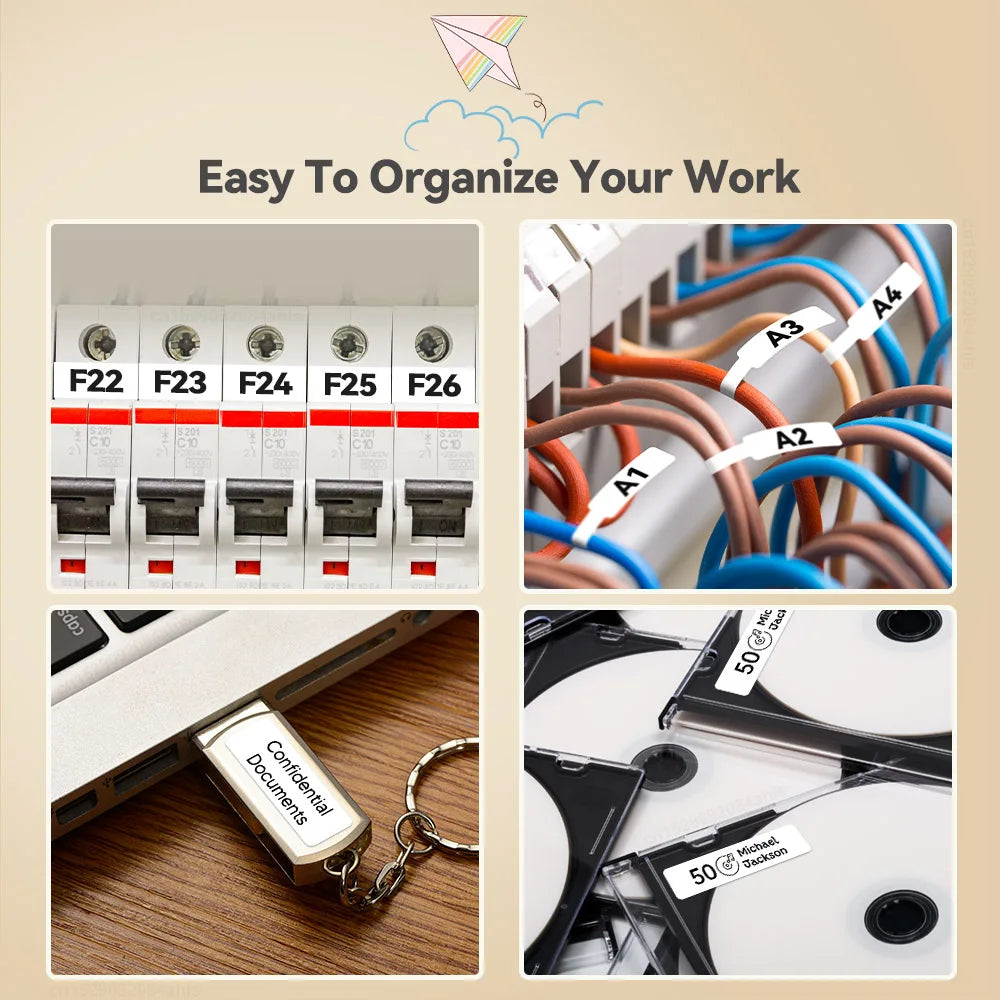 Adhesive Label Printer Marklife P12 Portable Labeler Inkless Thermal Printer with P12 Label Stickers Printer Bag Bluetooth Maker