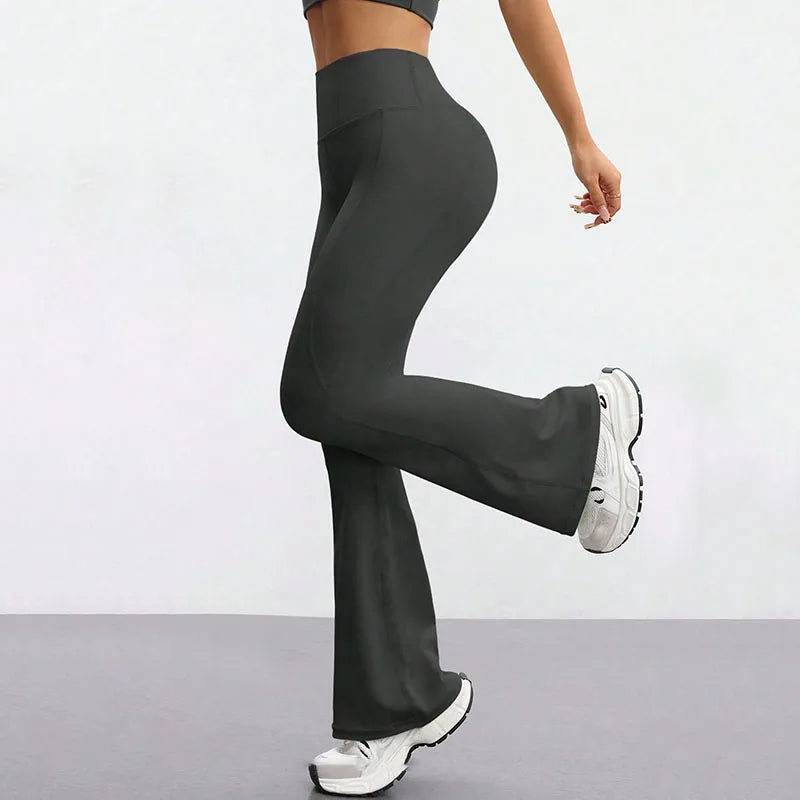 High Waisted Hip Lifting Fitness Exercise Leggings Naked Tight Elastic Yoga Bell-Bottoms Leggings Outdoor Running Sports Pants