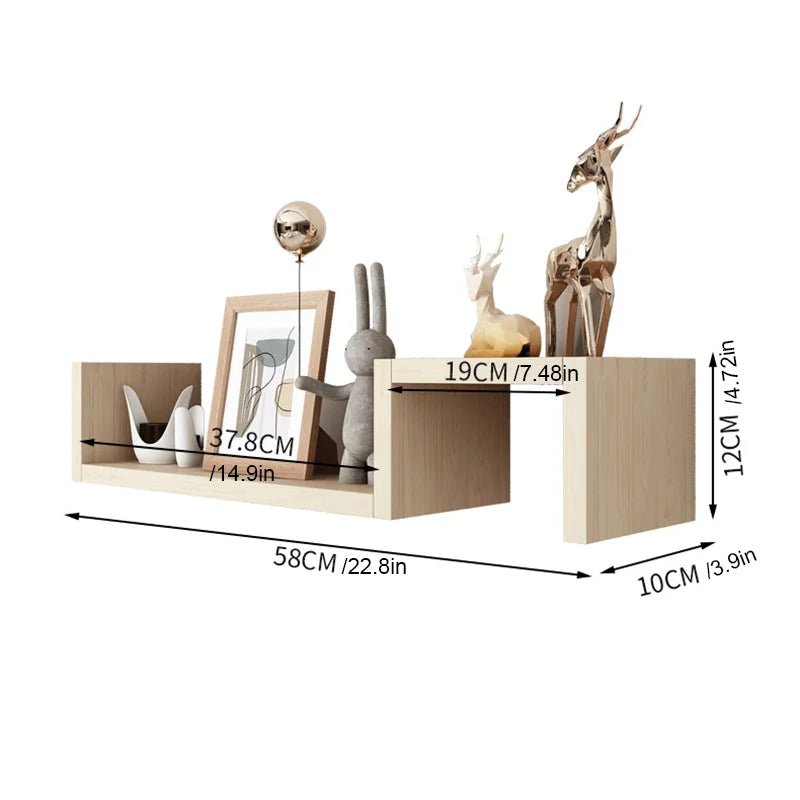 Floating Wall Shelves - 2-Pack Reinforced Partition Shelves with Easy Installation