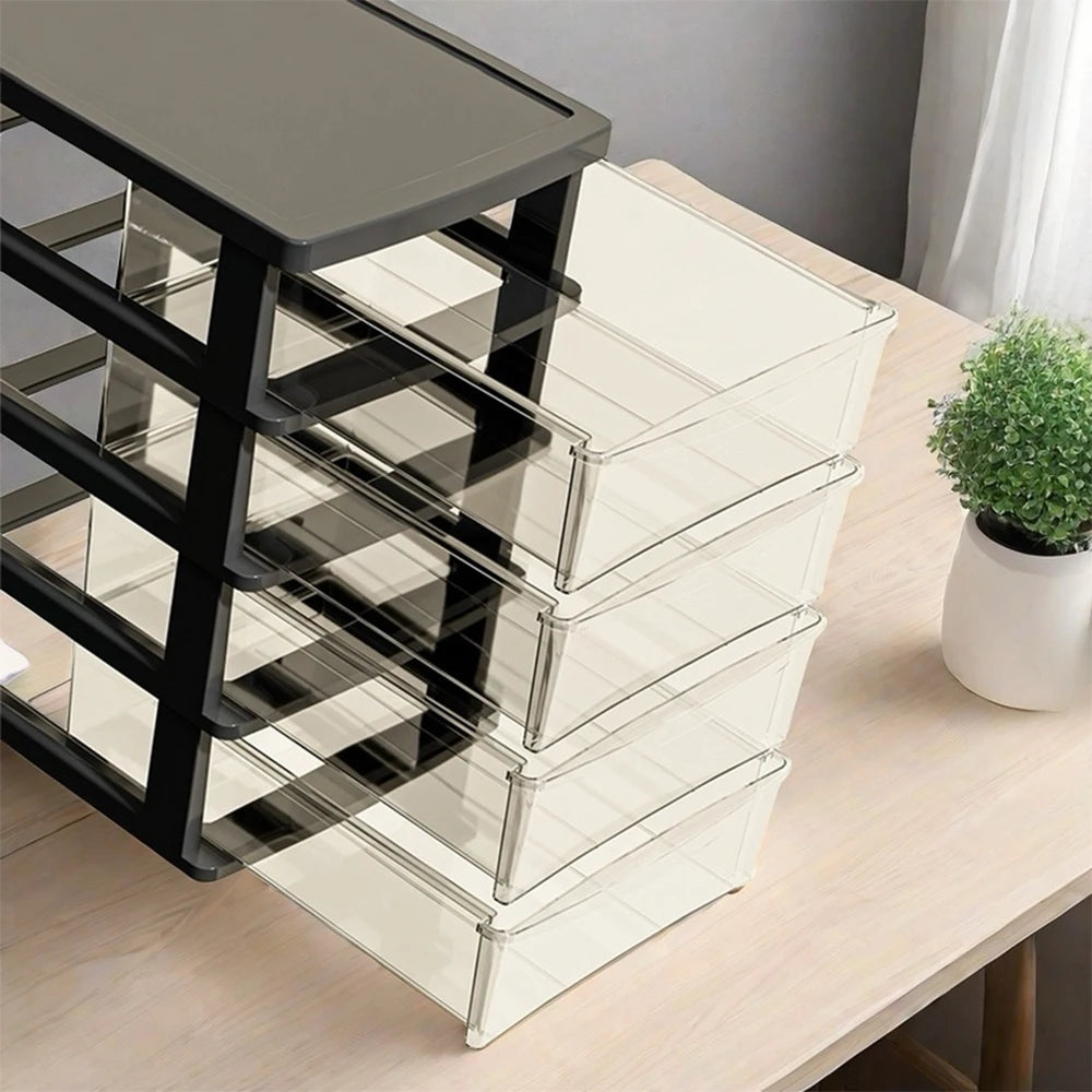 2-6 Layers small Desktop Storage Box with Drawer Heightened Table Organizer Plastic Office storage cabinet  for home Stationery