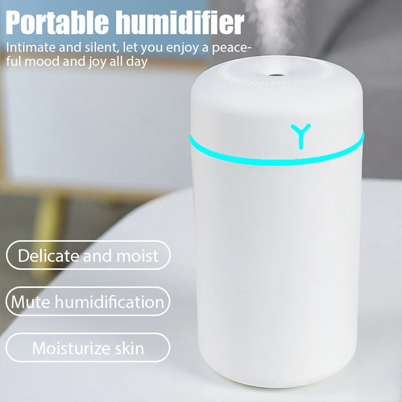 420ml Portable USB Humidifier with LED Night Light - Car & Home Aromatherapy Diffuser