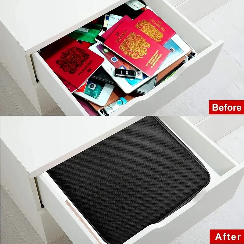 3-Layer Document Organizer with Lock - Water-Resistant Travel File Storage Case