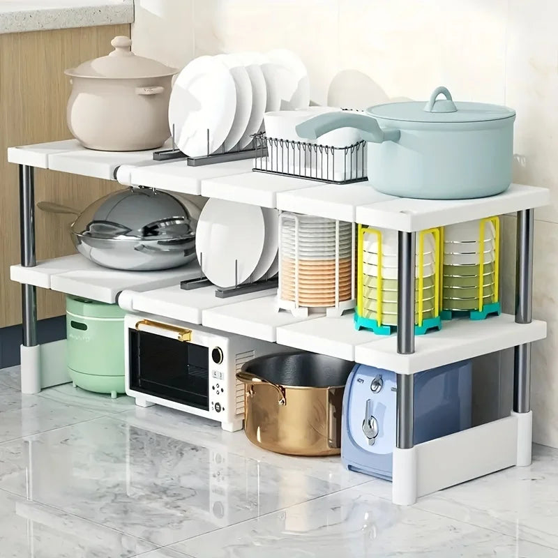 Adjustable Under Sink Storage Rack - Expandable Cabinet Organizer for Kitchen & Bathroom