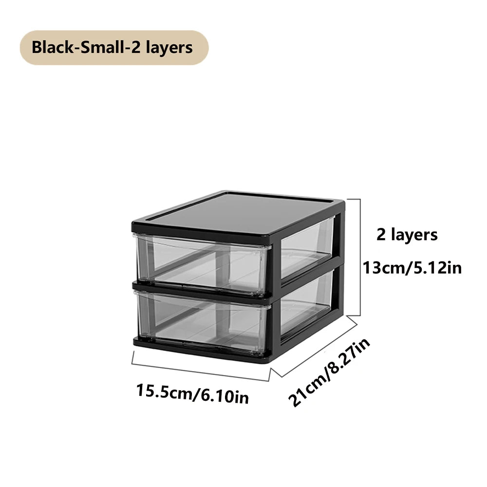 2-6 Layers small Desktop Storage Box with Drawer Heightened Table Organizer Plastic Office storage cabinet  for home Stationery