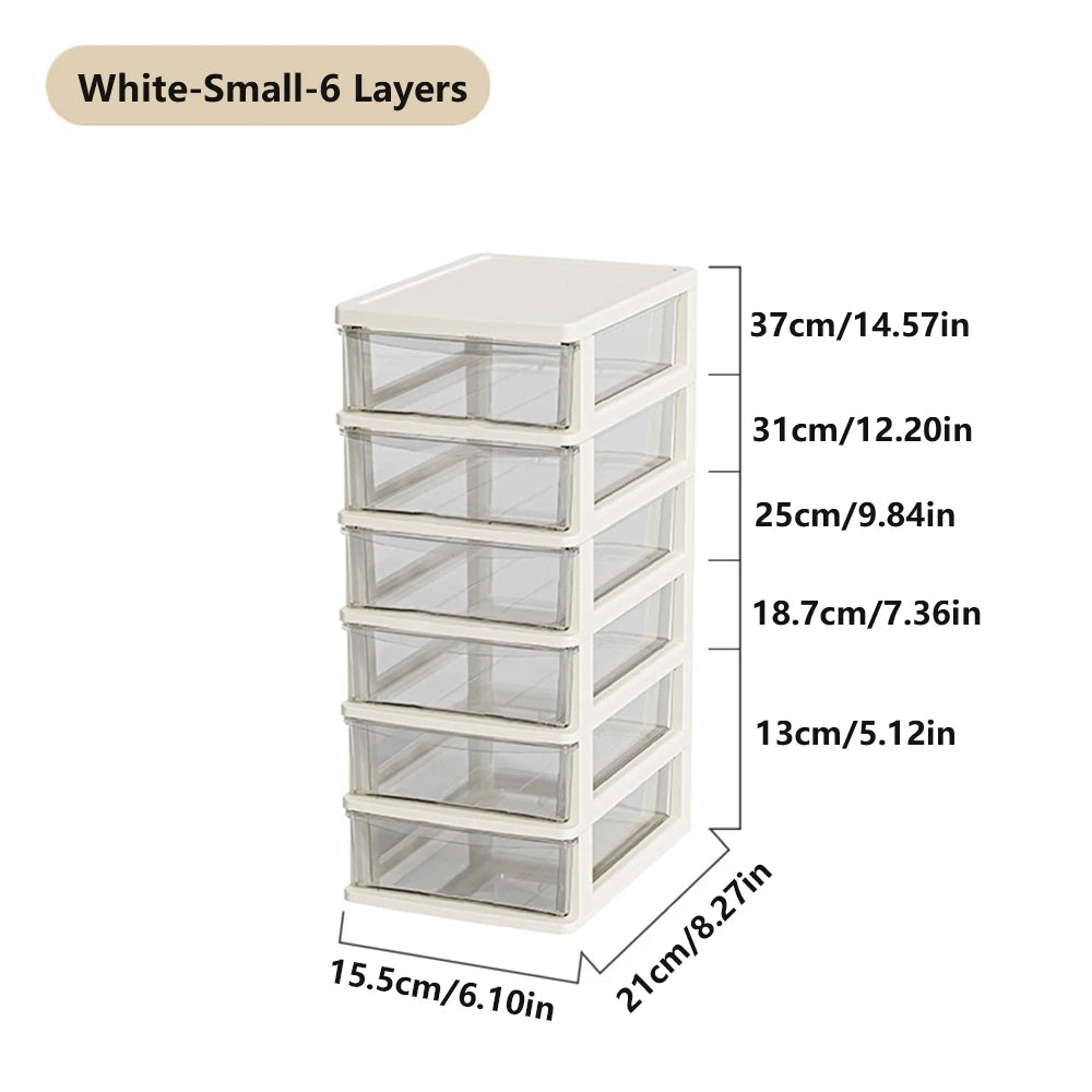 2-6 Layers small Desktop Storage Box with Drawer Heightened Table Organizer Plastic Office storage cabinet  for home Stationery