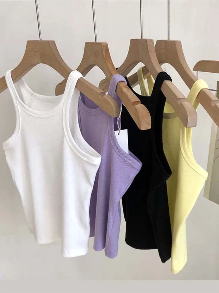 2025 Women Tank Tops Sexy Cropped Top Female Women Summer Camisole Camis Black White Sport Clothes For Women