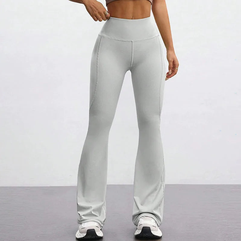 High Waisted Hip Lifting Fitness Exercise Leggings Naked Tight Elastic Yoga Bell-Bottoms Leggings Outdoor Running Sports Pants